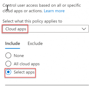 Select Apps in Policy 2- Azure Virtual Desktop Calgary
